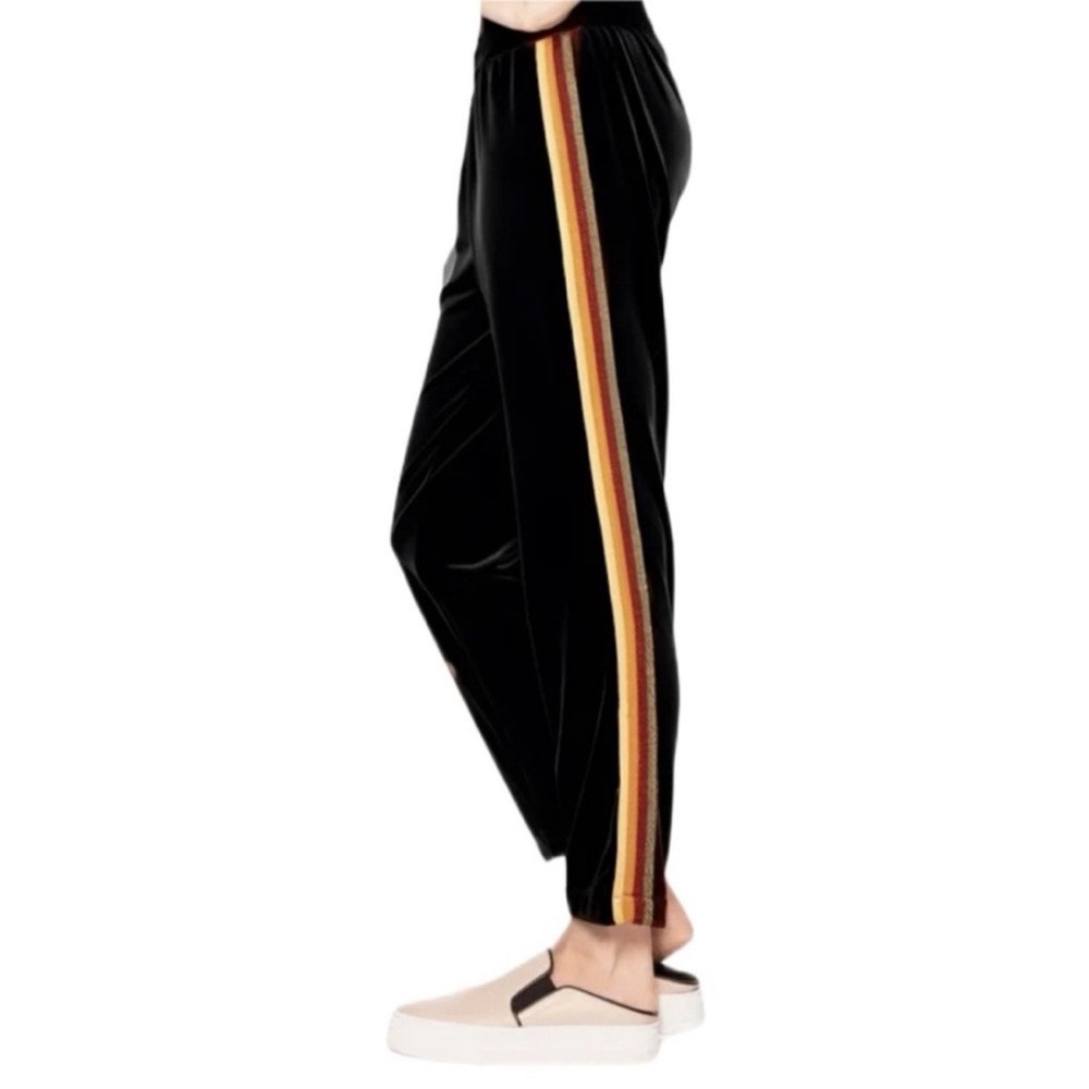 MOTHER The Lounger Velvet Ankle Pants Black Metallic Racer